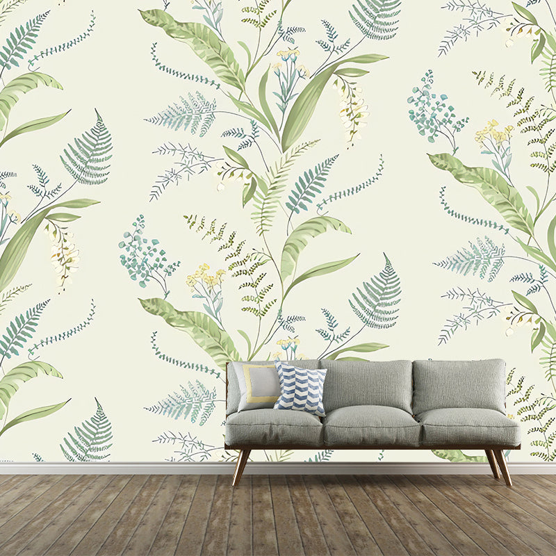 Modernism Plant Wall Mural Decal in Pastel Green Guest Room Wall Covering, Custom-Made Clearhalo 'Wall Decor' 'Wall Mural' 979027