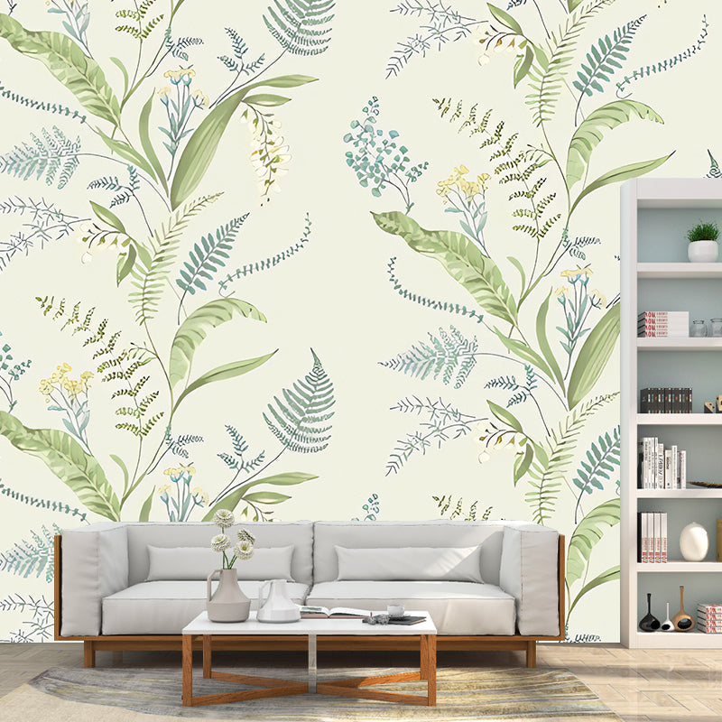 Modernism Plant Wall Mural Decal in Pastel Green Guest Room Wall Covering, Custom-Made Clearhalo 'Wall Decor' 'Wall Mural' 979028