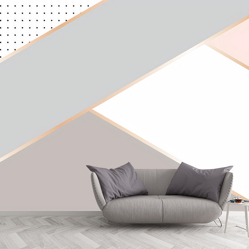 Decorative Color Block Wall Mural Non-Woven Fabric Simple Wall Art for Living Room Gray-Pink Clearhalo 'Wall Decor' 'Wall Mural' 979061