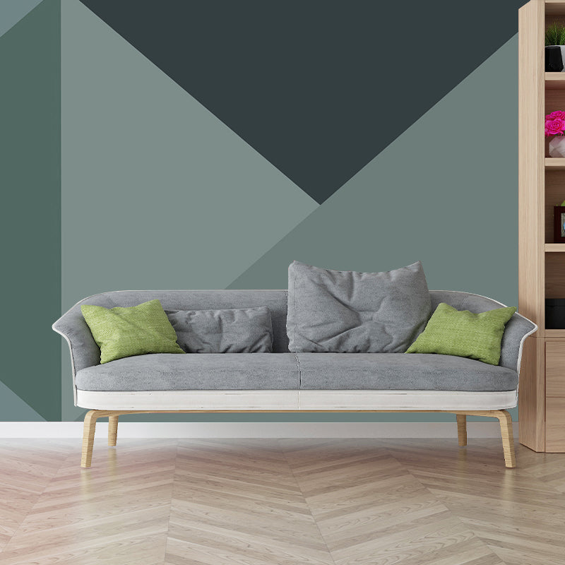 Extra Large Minimalist Wall Mural in Green Triangle Wall Art, Personalized Size Available Clearhalo 'Wall Decor' 'Wall Mural' 979067