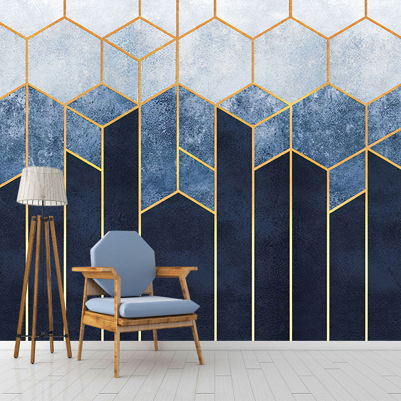 Stain-Resistant Geometries Wall Mural Custom-Printed Minimalist Wall Art for Accent Wall Blue Clearhalo 'Wall Decor' 'Wall Mural' 979076