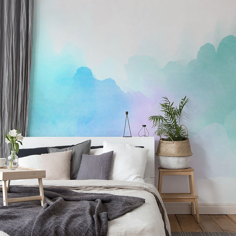 Enormous Cloud Wall Art for Children Misty Sky Wall Mural in Pink and Blue, Water-Resistant Clearhalo 'Wall Decor' 'Wall Mural' 979128