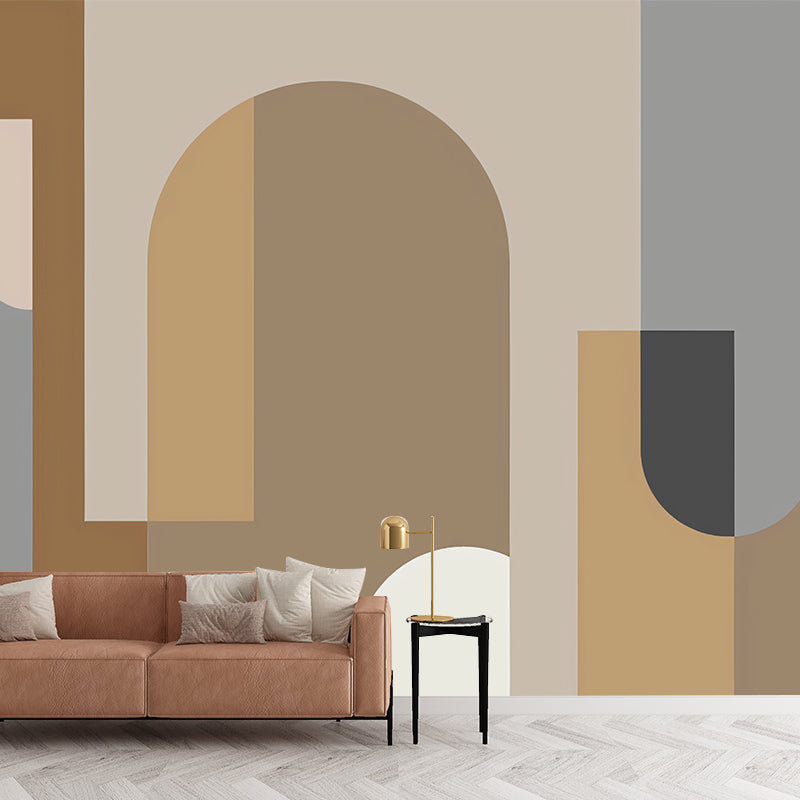 Full Size Illustration Geometries Mural Wallpaper for Living Room in Brown, Personalized Size Available Clearhalo 'Wall Decor' 'Wall Mural' 979137