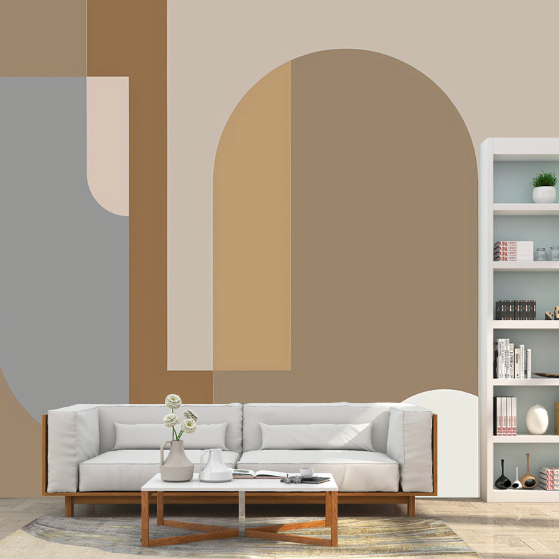 Full Size Illustration Geometries Mural Wallpaper for Living Room in Brown, Personalized Size Available Clearhalo 'Wall Decor' 'Wall Mural' 979138