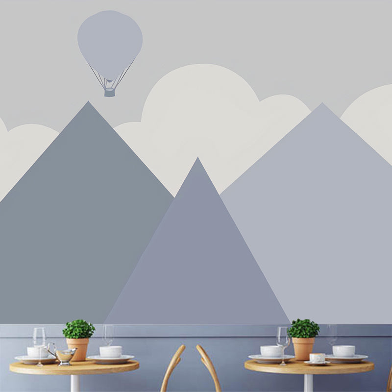 Mountain and Balloon Wall Mural in Purple, Modernism Wall Covering for Accent Wall Clearhalo 'Wall Decor' 'Wall Mural' 979162