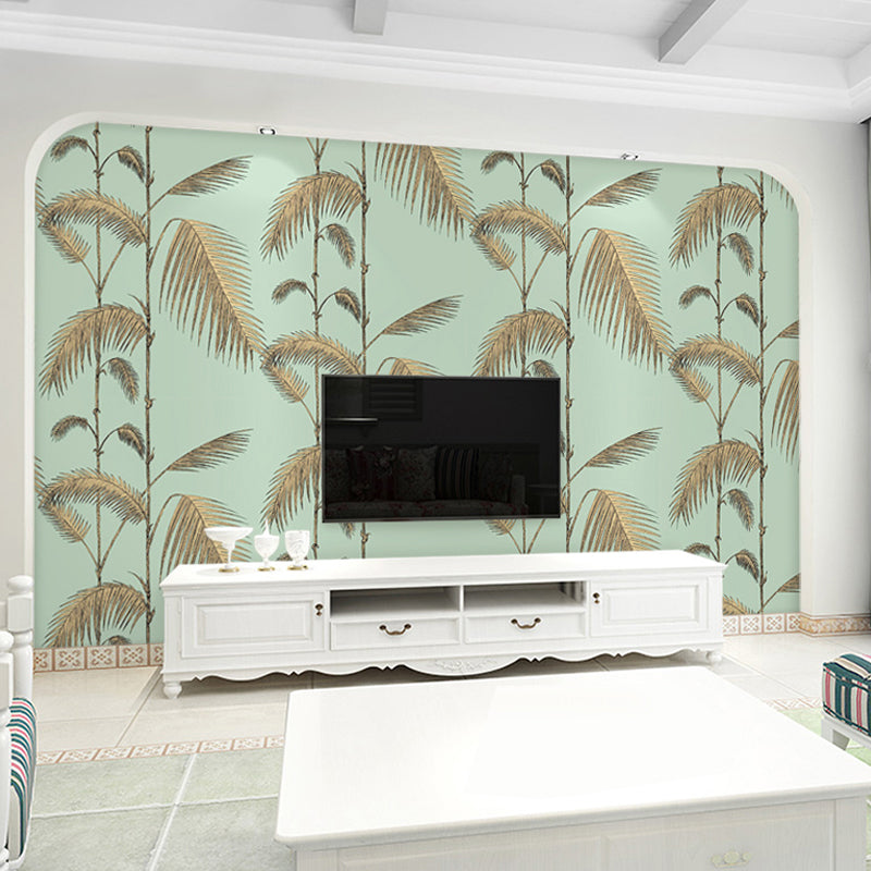 Fresh Leaves and Stem Mural Wallpaper for Living Room Contemporary Wall Decor, Made to Measure Clearhalo 'Wall Decor' 'Wall Mural' 979208