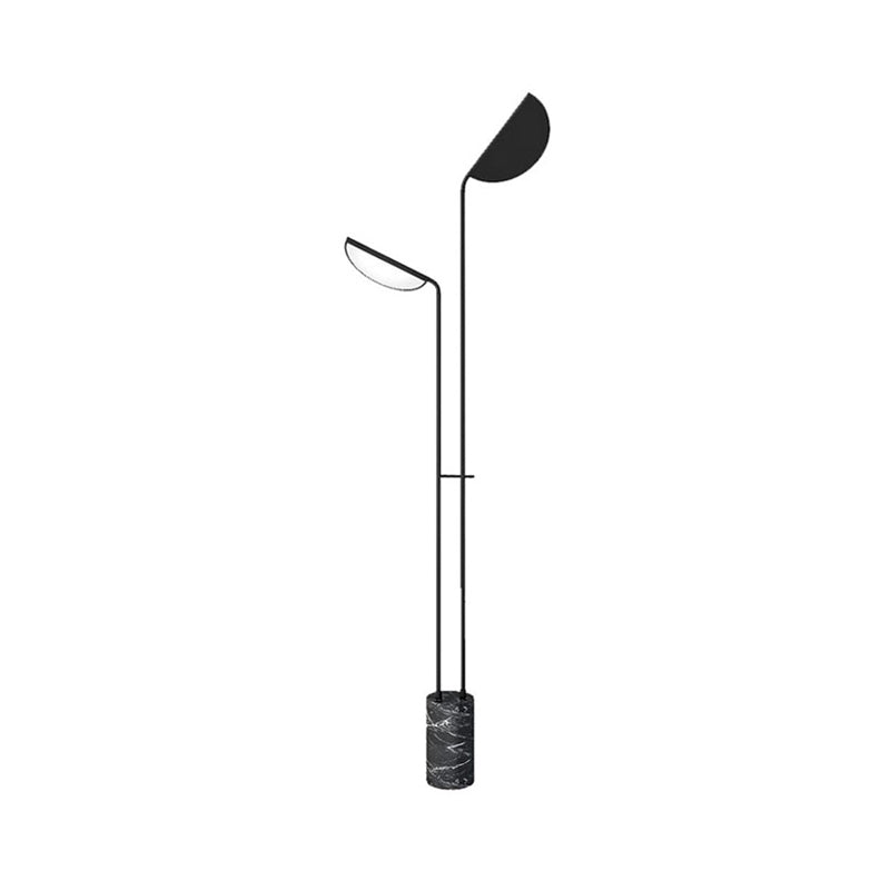 Black Finish Bend Panel Floor Light Modernism 2 Heads Metal LED Floor Reading Lamp for Bedside Clearhalo 'Floor Lamps' 'Lamps' Lighting' 979225