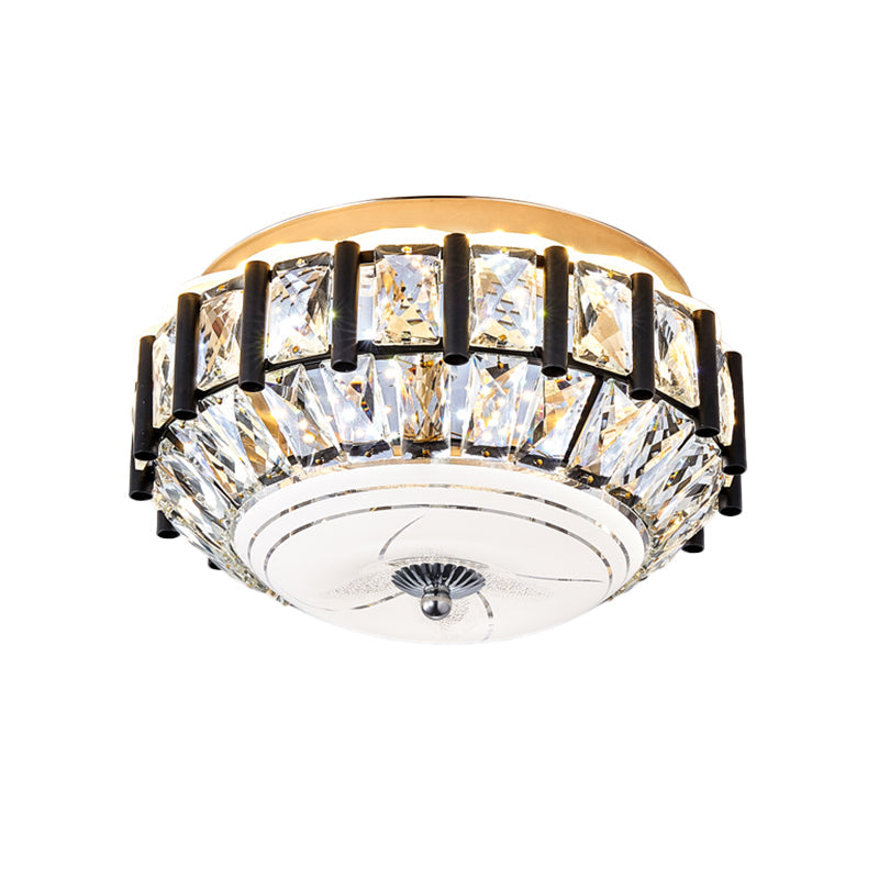 Modern Round Ceiling Mounted Fixture Crystal Block LED Corridor Flush Lighting in Black Clearhalo 'Ceiling Lights' 'Close To Ceiling Lights' 'Close to ceiling' 'Flush mount' Lighting' 979667