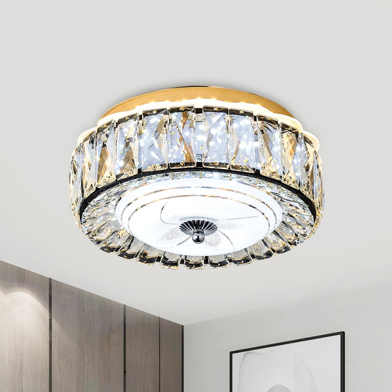 Modern Round Ceiling Mounted Fixture Crystal Block LED Corridor Flush Lighting in Black Black C Clearhalo 'Ceiling Lights' 'Close To Ceiling Lights' 'Close to ceiling' 'Flush mount' Lighting' 979674