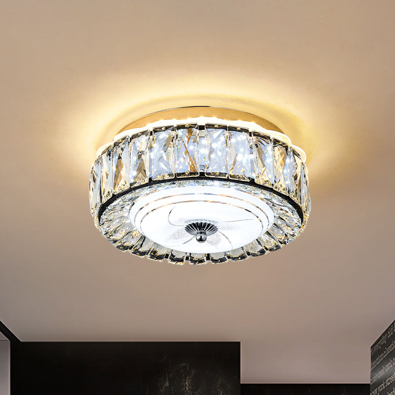 Modern Round Ceiling Mounted Fixture Crystal Block LED Corridor Flush Lighting in Black Clearhalo 'Ceiling Lights' 'Close To Ceiling Lights' 'Close to ceiling' 'Flush mount' Lighting' 979675