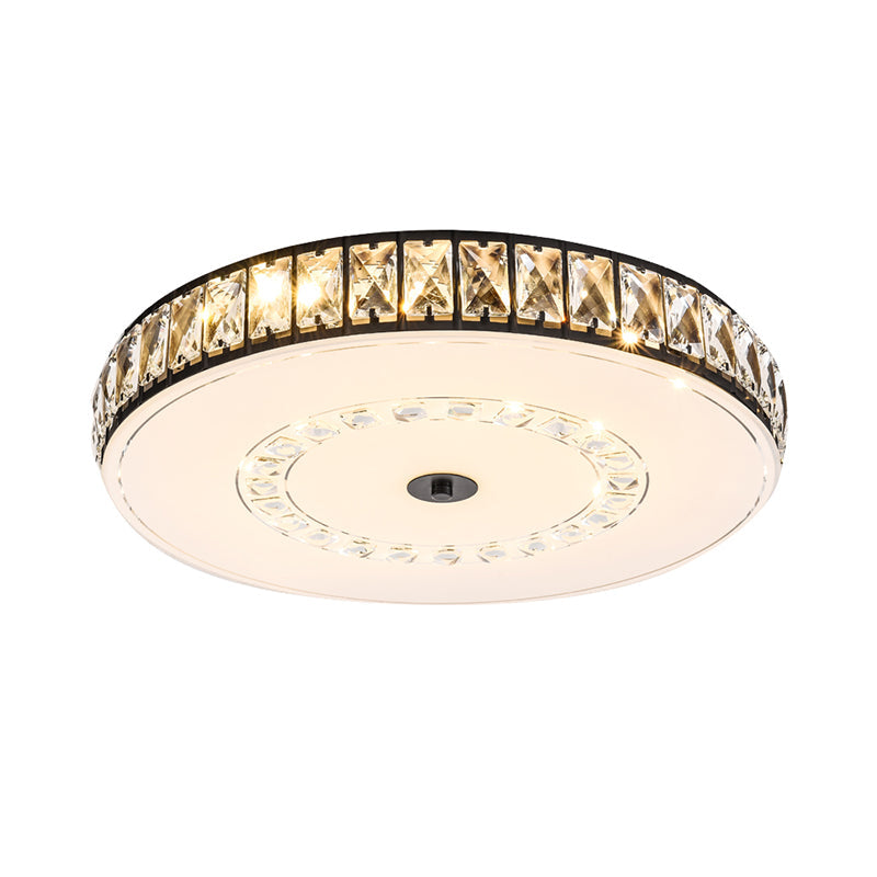 Square/Round Rectangle-Cut Crystal Flush Light Simple LED Black Flush Mount Ceiling Lamp Fixture Clearhalo 'Ceiling Lights' 'Close To Ceiling Lights' 'Close to ceiling' 'Flush mount' Lighting' 979680