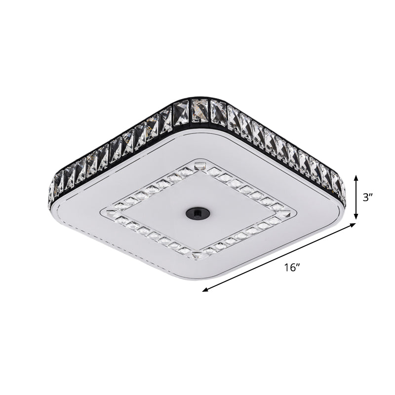 Square/Round Rectangle-Cut Crystal Flush Light Simple LED Black Flush Mount Ceiling Lamp Fixture Clearhalo 'Ceiling Lights' 'Close To Ceiling Lights' 'Close to ceiling' 'Flush mount' Lighting' 979687