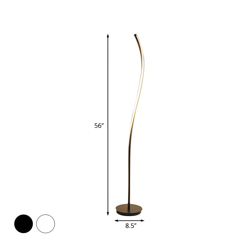 Nordic Curved Stand Up Lamp Metallic Living Room LED Floor Reading Light in Black/White Clearhalo 'Floor Lamps' 'Lamps' Lighting' 979761