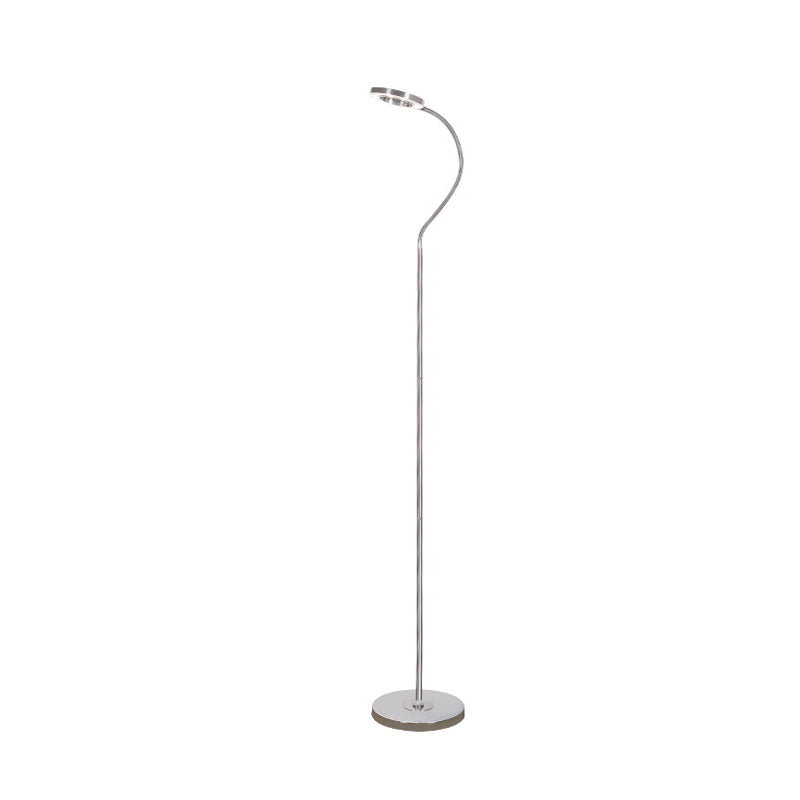 Metal Ring Round Shade Stand Up Light Simplicity LED Silver Floor Reading Lamp with Gooseneck Arm Clearhalo 'Floor Lamps' 'Lamps' Lighting' 979864