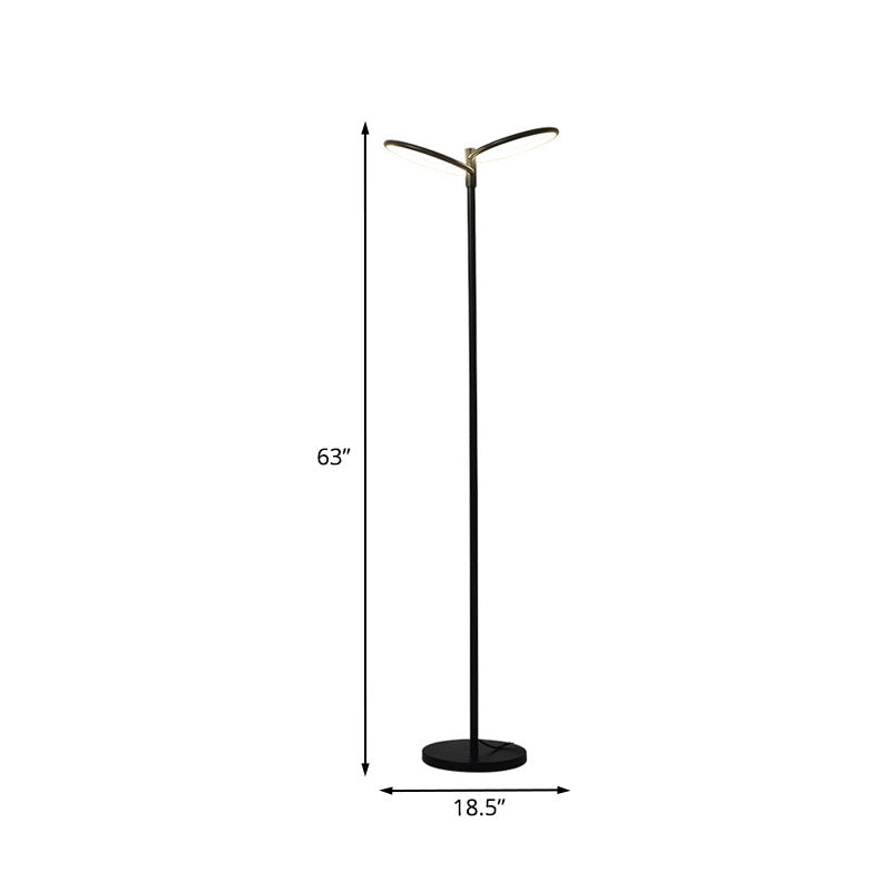 Metal Round Shade Standing Lamp Contemporary LED Black Floor Reading Light for Bedside Clearhalo 'Floor Lamps' 'Lamps' Lighting' 979967