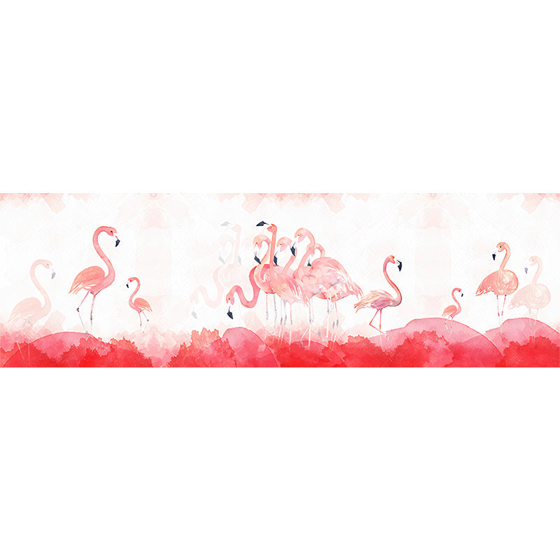 Extra Large Mural Wallpaper Nordic Novelty Flamingo Wall Art in Pastel Pink Clearhalo 'Wall Decor' 'Wall Mural' 982162