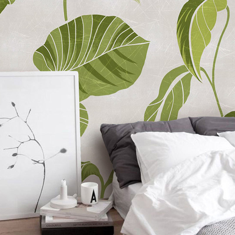 Luxurious Leaf Mural Wallpaper Pastel Green Fresh Wall Covering for Home Decoration Green Clearhalo 'Wall Decor' 'Wall Mural' 982188