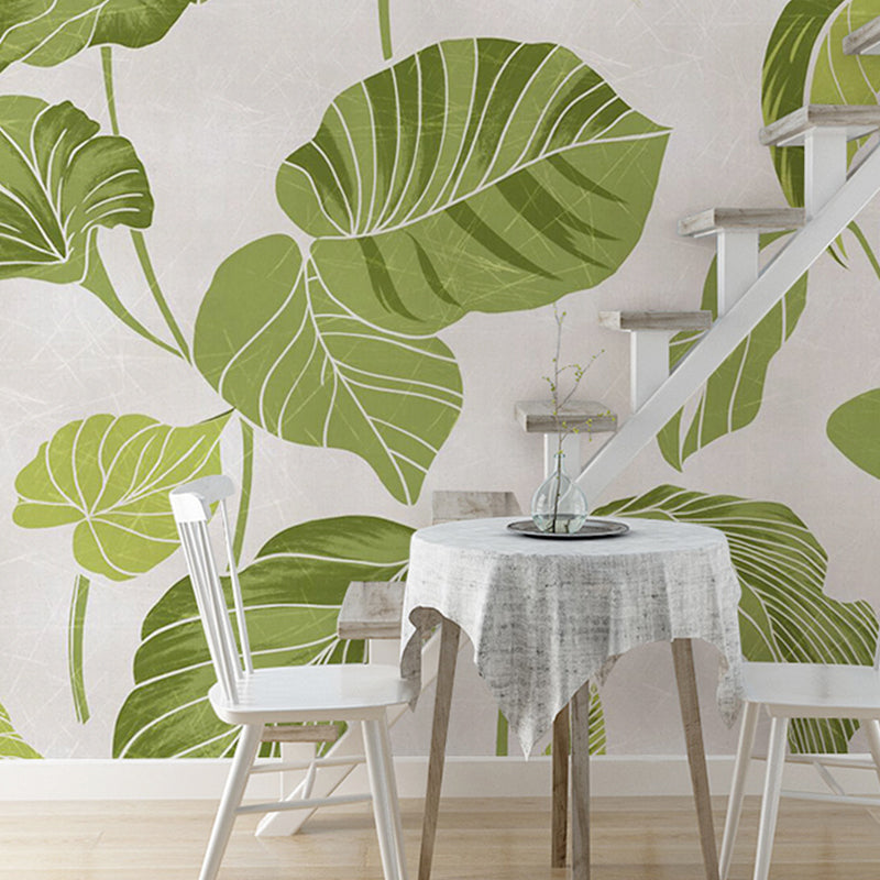 Luxurious Leaf Mural Wallpaper Pastel Green Fresh Wall Covering for Home Decoration Clearhalo 'Wall Decor' 'Wall Mural' 982189