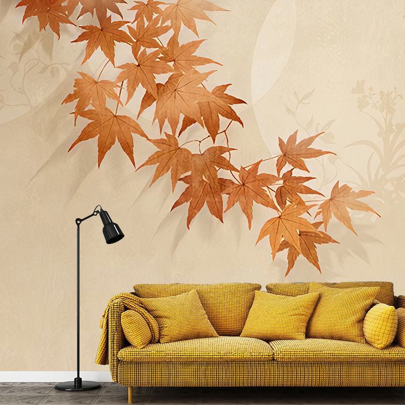 Non-Woven Fabric Large Wall Mural Yellow Maple Wall Art, Personalized Size Available Yellow Clearhalo 'Wall Decor' 'Wall Mural' 982218