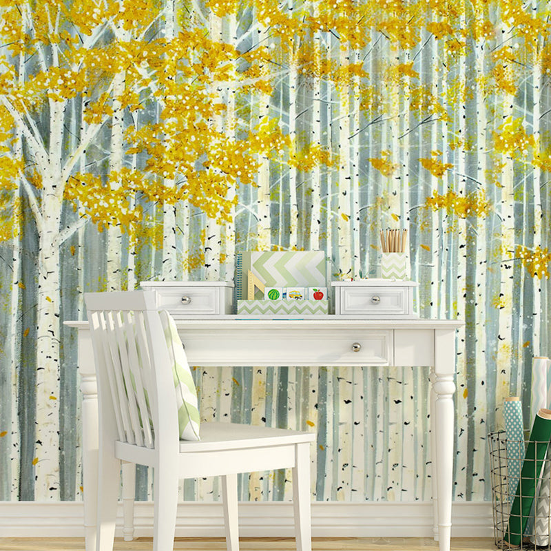 American Wall Art for Living Room, Yellow and Green Birch Tree, Personalized Size Available Yellow-Green Clearhalo 'Wall Decor' 'Wall Mural' 982248