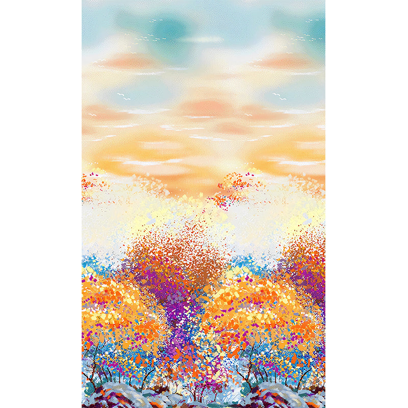 Contemporary Orange and Yellow Mural Extra Large Wall Art with Forest and Sky Pattern for Home Decoration Clearhalo 'Wall Decor' 'Wall Mural' 982336