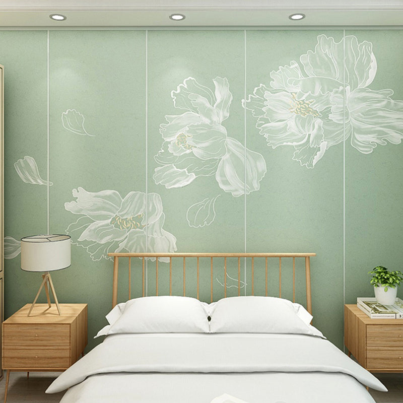 Stain-Resistant Flower Wall Covering Classic Mural Wallpaper for Living Room Light Green Clearhalo 'Wall Decor' 'Wall Mural' 982338