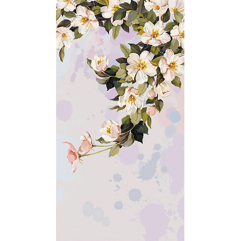 Elegant Wall Decor for Gallery, Pink and Green Camellia, Customized Size Available Clearhalo 'Wall Decor' 'Wall Mural' 982348