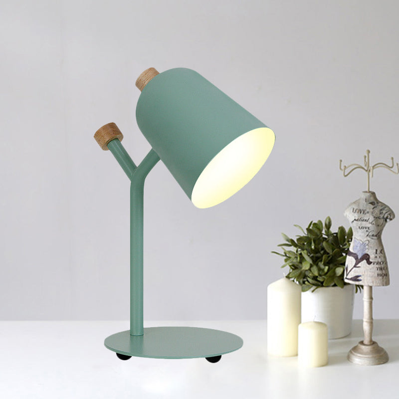 Green/Light Pink Trumpet-Like Reading Book Light Macaroon Single Head Metal Table Lamp for Study Room Clearhalo 'Lamps' 'Table Lamps' Lighting' 983338