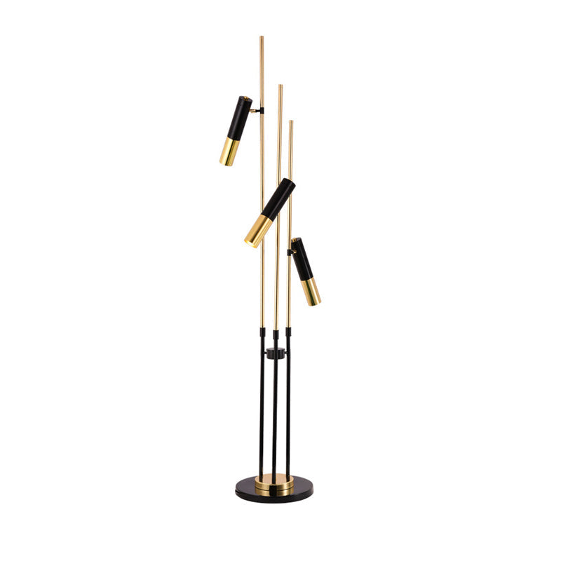 Black and Gold Tube Tree Floor Light Postmodern 3-Light Metal Standing Floor Lamp for Living Room Clearhalo 'Floor Lamps' 'Lamps' Lighting' 983347