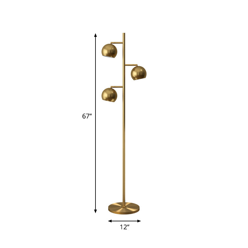 Postmodern Sphere Tree Floor Lighting Metallic 3-Light Drawing Room Stand Up Lamp in Gold Clearhalo 'Floor Lamps' 'Lamps' Lighting' 983414