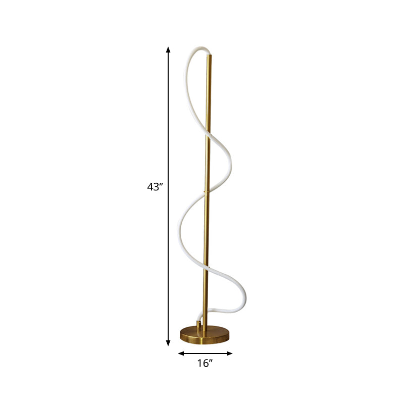 Metallic Spiral Line Reading Floor Light Modernist LED Stand Up Lamp in Gold for Study Room Clearhalo 'Floor Lamps' 'Lamps' Lighting' 983422