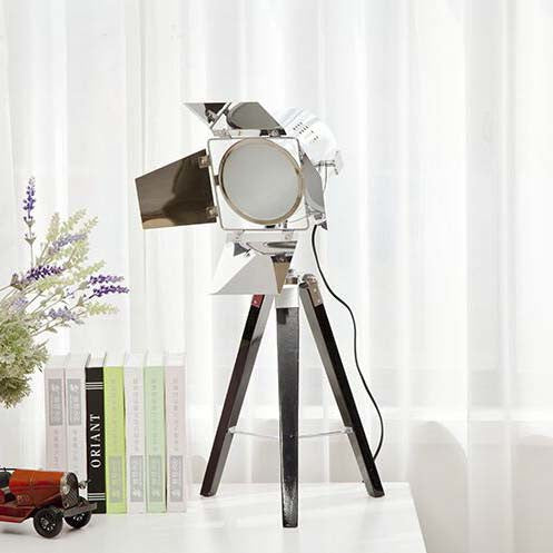 Metallic Tripod Desk Lighting Industrial Style LED Bedroom Standing Light in Black/Brass Chrome Clearhalo 'Lamps' 'Table Lamps' Lighting' 9835