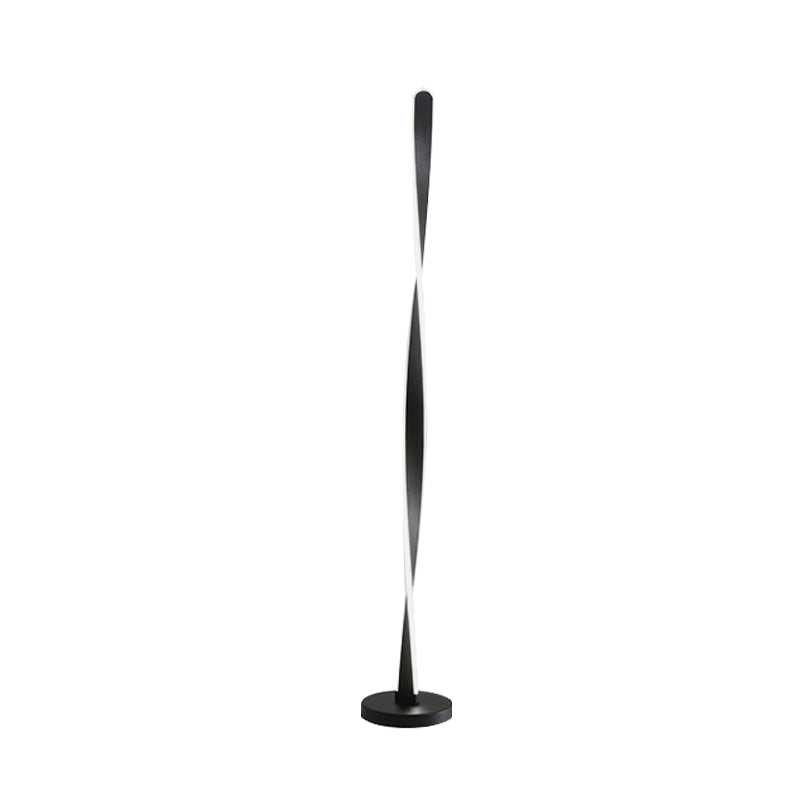 Acrylic Twisted Stick Floor Lighting Simplicity Black/White LED Stand Up Lamp with Spiral Design in Warm/White Light Clearhalo 'Floor Lamps' 'Lamps' Lighting' 983552