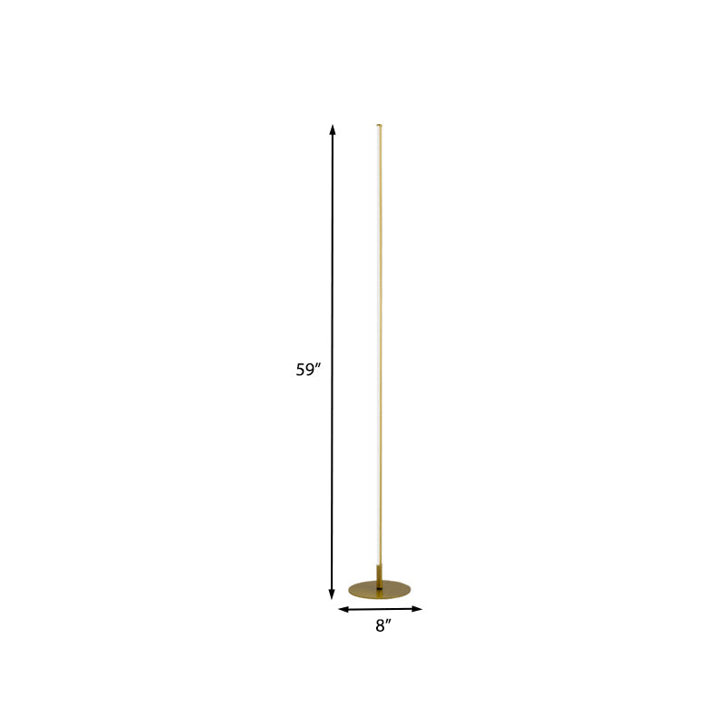 Linear Standing Lamp Minimalist Metallic LED Gold Floor Lighting for Bedroom in Warm/White Light Clearhalo 'Floor Lamps' 'Lamps' Lighting' 983562