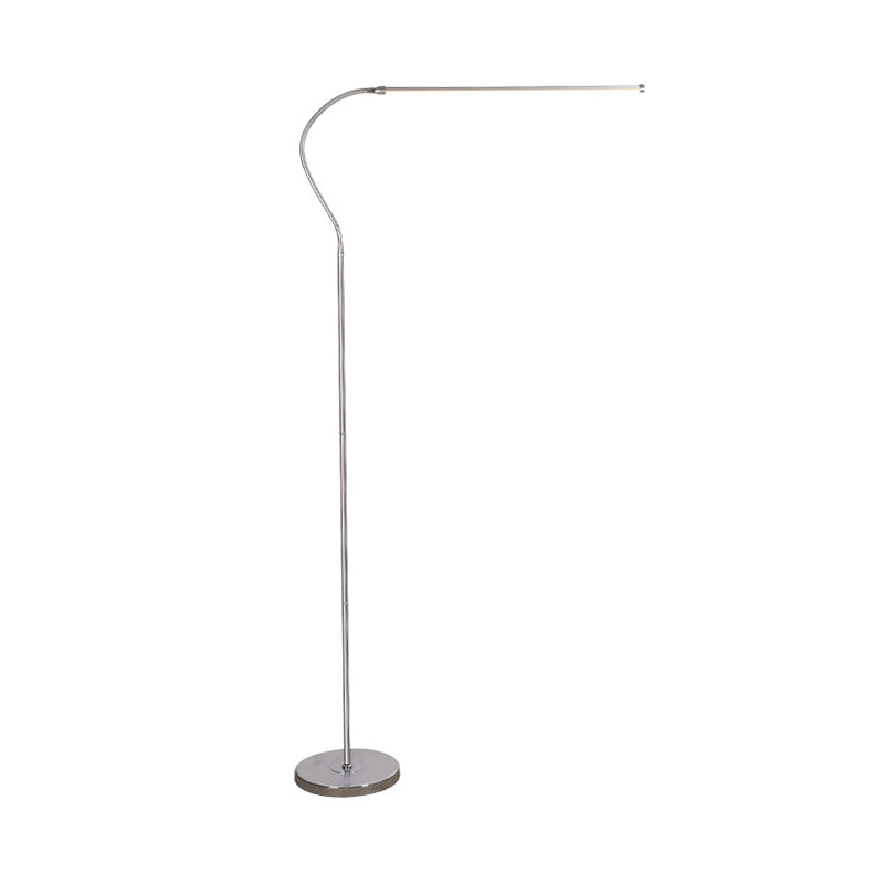 Silver Curved Stand Up Lamp Simplicity LED Metal Reading Floor Lighting for Study Room with Gooseneck Arm Clearhalo 'Floor Lamps' 'Lamps' Lighting' 983577