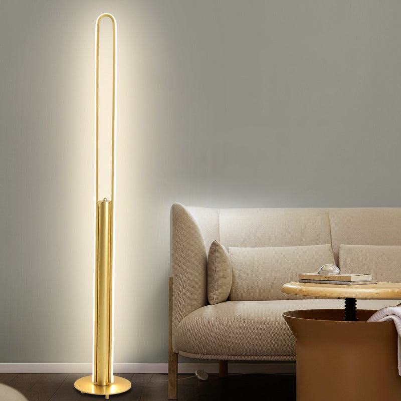 Acrylic Tubular Reading Floor Lighting Minimalist Black/White/Gold LED Standing Lamp in Warm/White Light Gold Clearhalo 'Floor Lamps' 'Lamps' Lighting' 983587