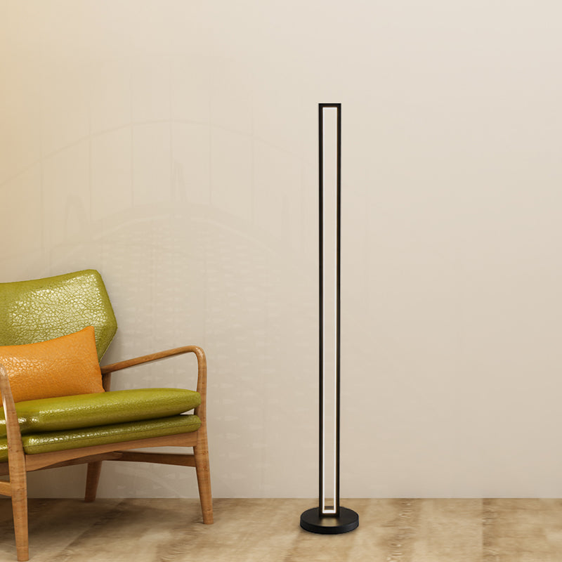 Rectangle Frame Stand Up Lamp Contemporary Metallic Black/White LED Floor Reading Lighting in Warm/White Light Black Clearhalo 'Floor Lamps' 'Lamps' Lighting' 983591