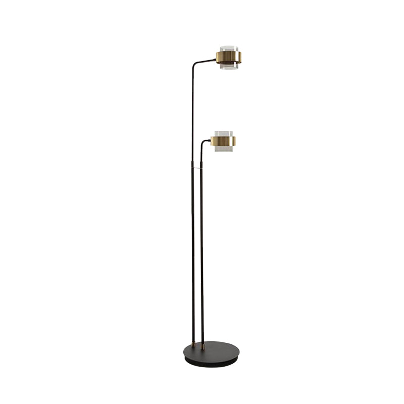 Black Cylinder Standing Lighting Nordic LED Clear Glass Floor Reading Lamp for Living Room Clearhalo 'Floor Lamps' 'Lamps' Lighting' 983722