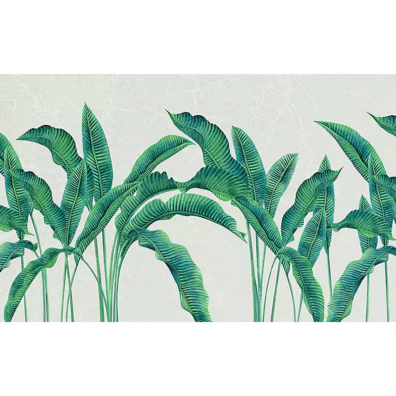 Green Banana Leaves Mural Wallpaper Water-Resistant Wall Covering for Thai Restaurant Decor Clearhalo 'Wall Decor' 'Wall Mural' 984310