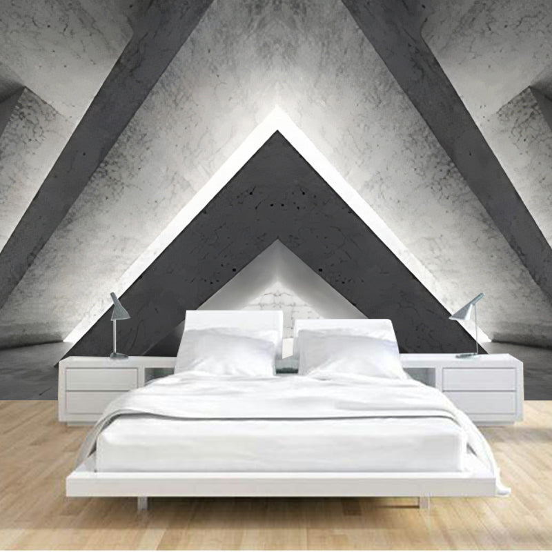 Custom Photography Industrial Mural Wallpaper for Meeting Room with 3D Effect Tunnel Design in Grey Grey Clearhalo 'Wall Decor' 'Wall Mural' 984317