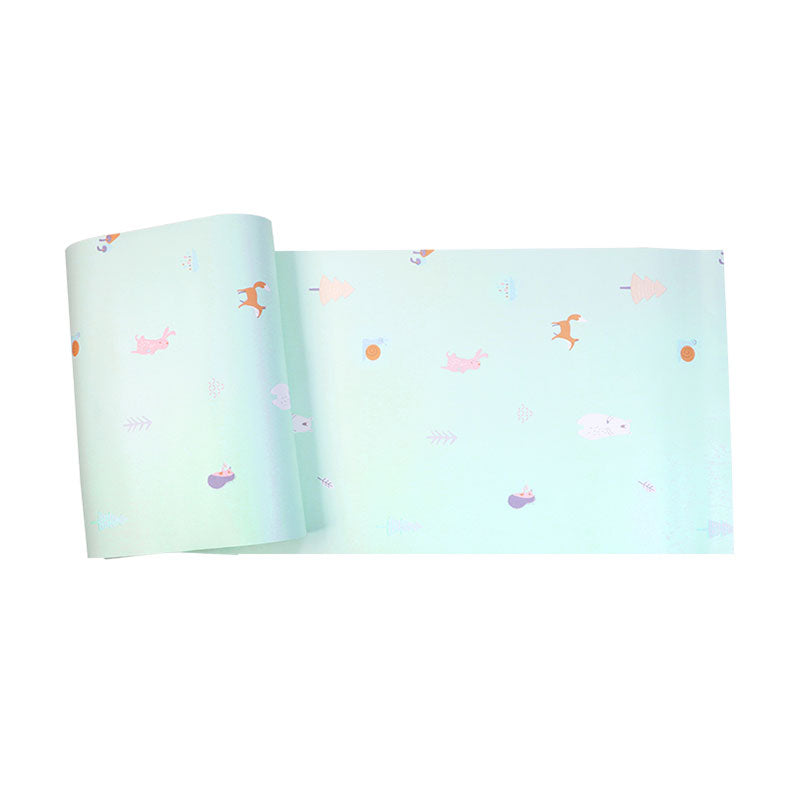 Contemporary Animal Wallpaper Roll for Children's Bedroom with Cartoon Animal Design in Pastel Color Clearhalo 'Wall Decor' 'Wallpaper' 984688