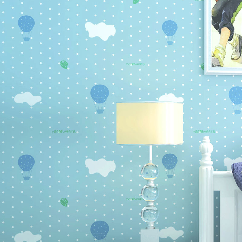 Cute Cartoon Balloon Wallpaper Roll for Children's Bedroom, Pastel Blue, 20.5 in x 33 ft Blue Clearhalo 'Wall Decor' 'Wallpaper' 984690