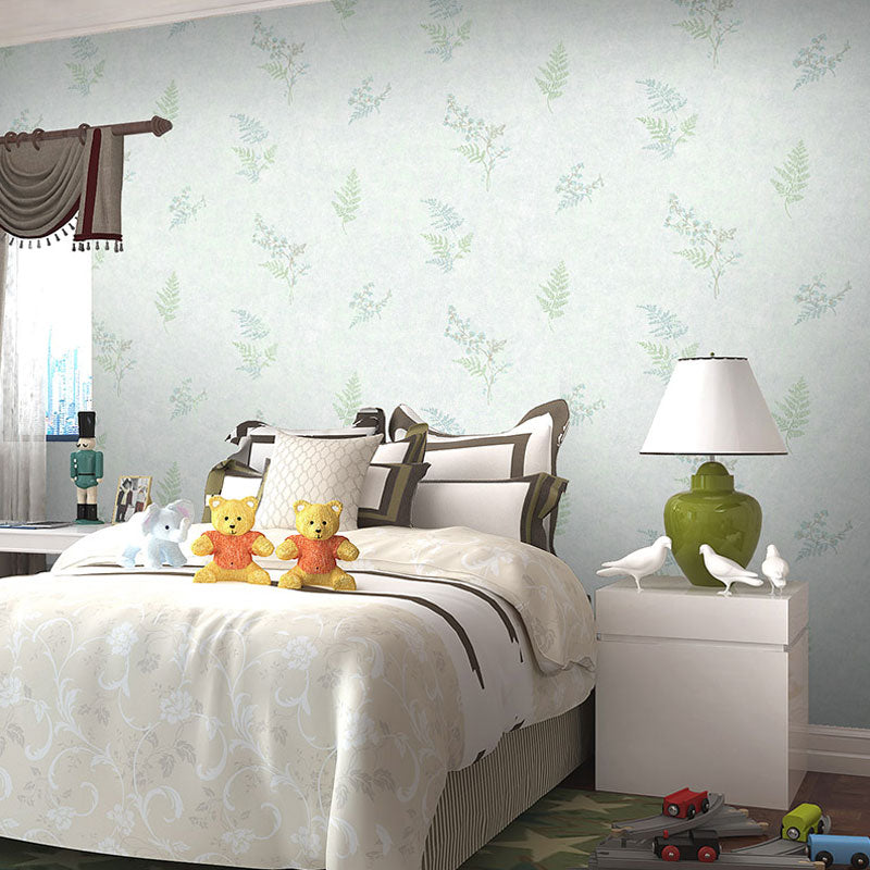 Simple Mimosa and Leaf Wallpaper in Soft Color Living Room Wall Art, 33'L x 20.5