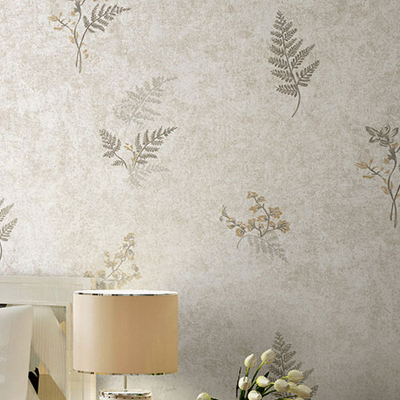 Simple Mimosa and Leaf Wallpaper in Soft Color Living Room Wall Art, 33'L x 20.5