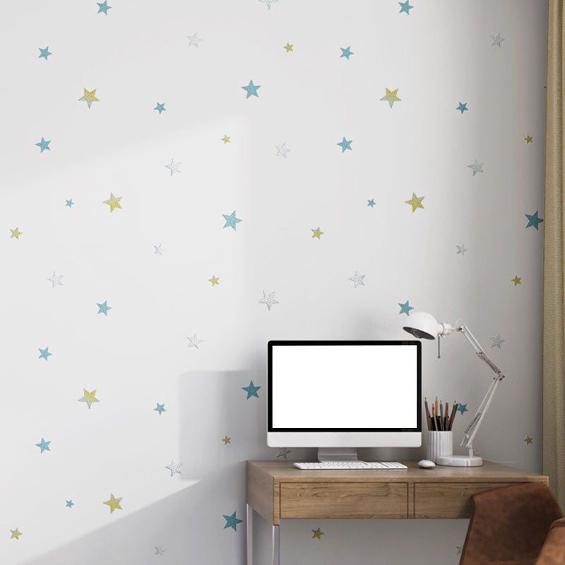 Simple Cartoon Star Wall Covering in Natural Color Non-Woven Material Wallpaper for Kids, 33' x 20.5