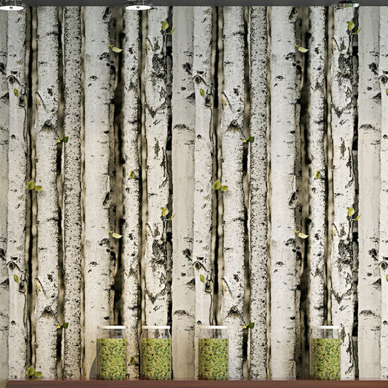 Vintage Birch Tree Wall Covering in Grey and White Living Room Wallpaper Roll, 33' x 20.5