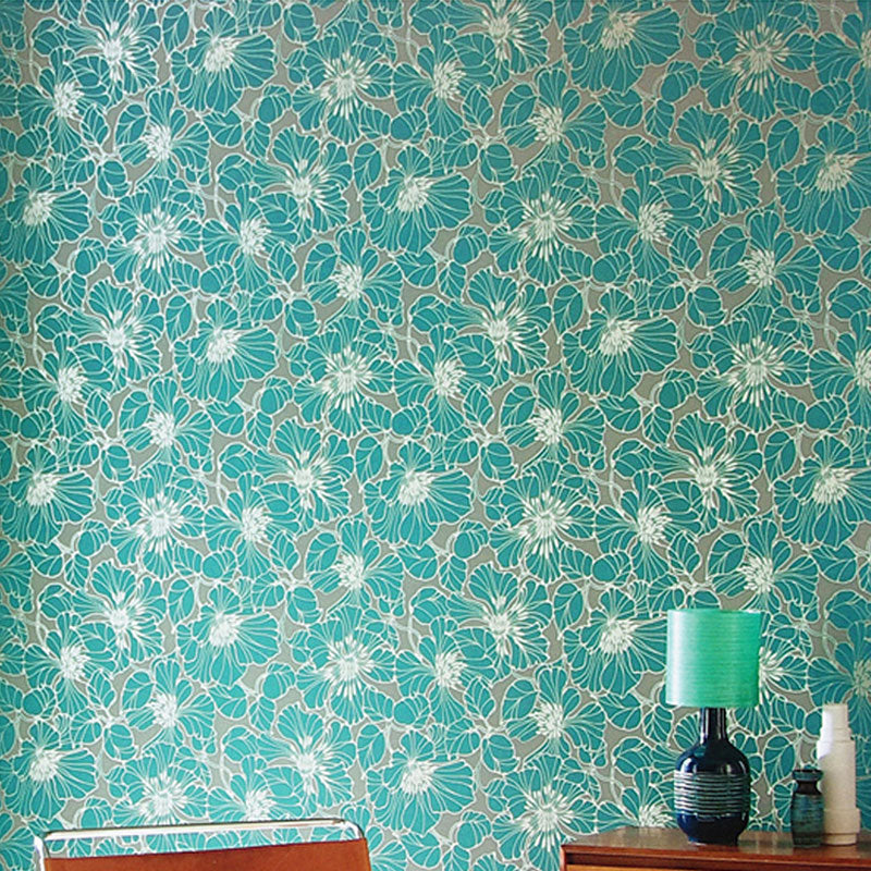 Classic Blossoms Wallpaper Roll in Natural Color Guest Room Wall Art, 57.1 sq ft. Green Clearhalo 'Vintage wall decor' 'Vintage' 'Wallpaper' Wall Decor' 986797