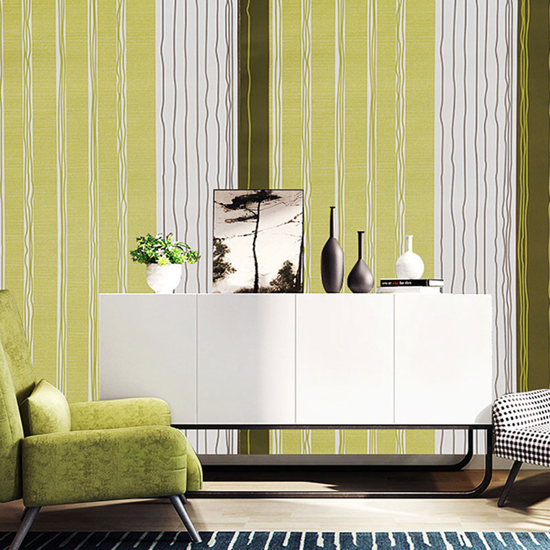 Simple Stripe Wallpaper Roll Countryside Self-Adhesive Wall Art in Green, 48.4 sq ft. Clearhalo 'Modern wall decor' 'Modern' 'Wallpaper' Wall Decor' 986879