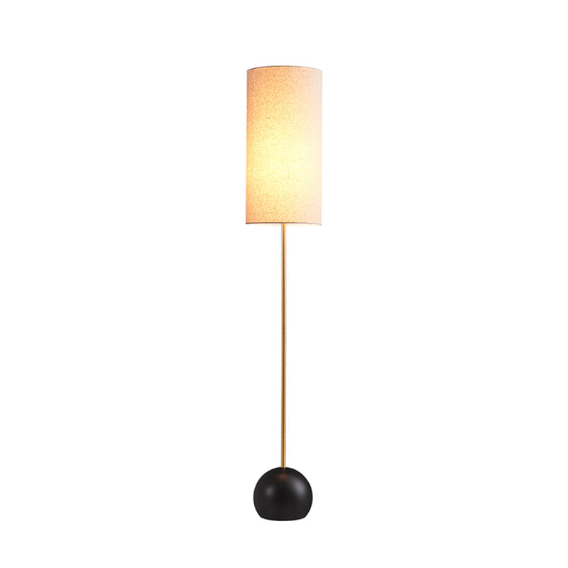 1-Light Living Room Standing Floor Lamp Minimalism Flaxen/Beige Stand Up Light with Cylindrical Fabric Shade Clearhalo 'Floor Lamps' 'Lamps' Lighting' 987693