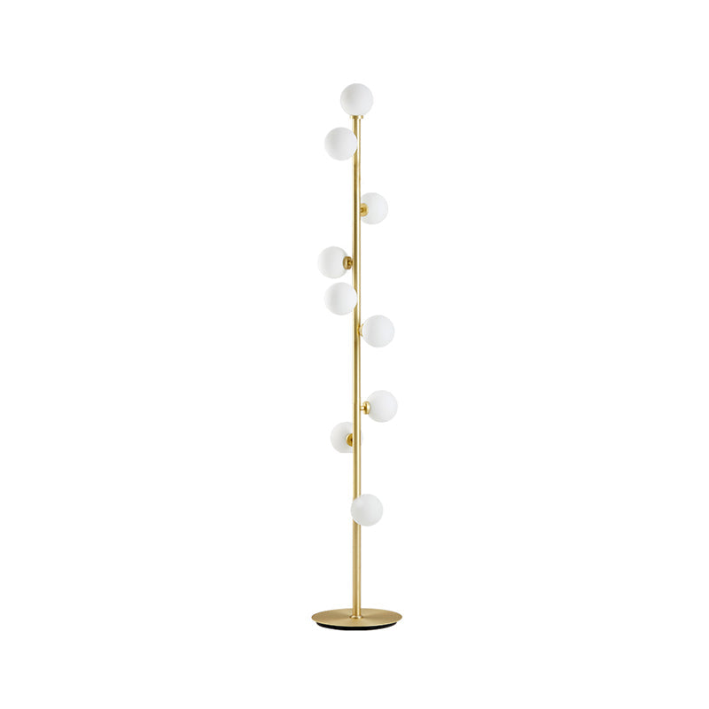 Modernism Modo Shade Floor Light White Glass 9-Head Living Room Reading Floor Lamp in Gold Clearhalo 'Floor Lamps' 'Lamps' Lighting' 987781